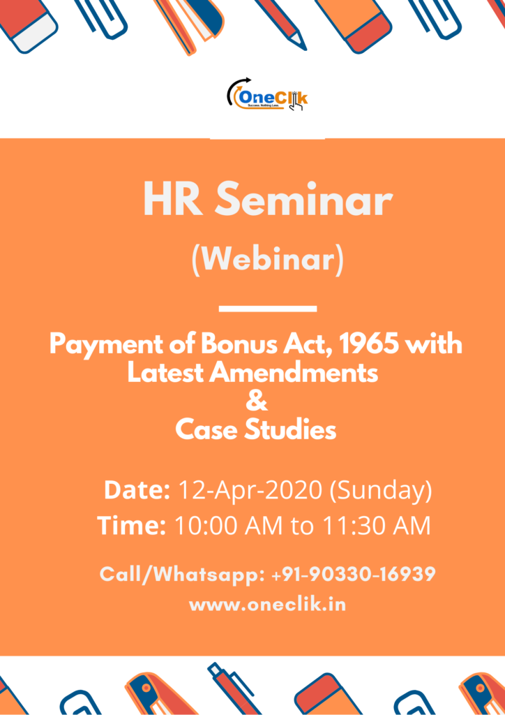 HR Seminar (Webinar) on Payment of Bonus Act, 1965: